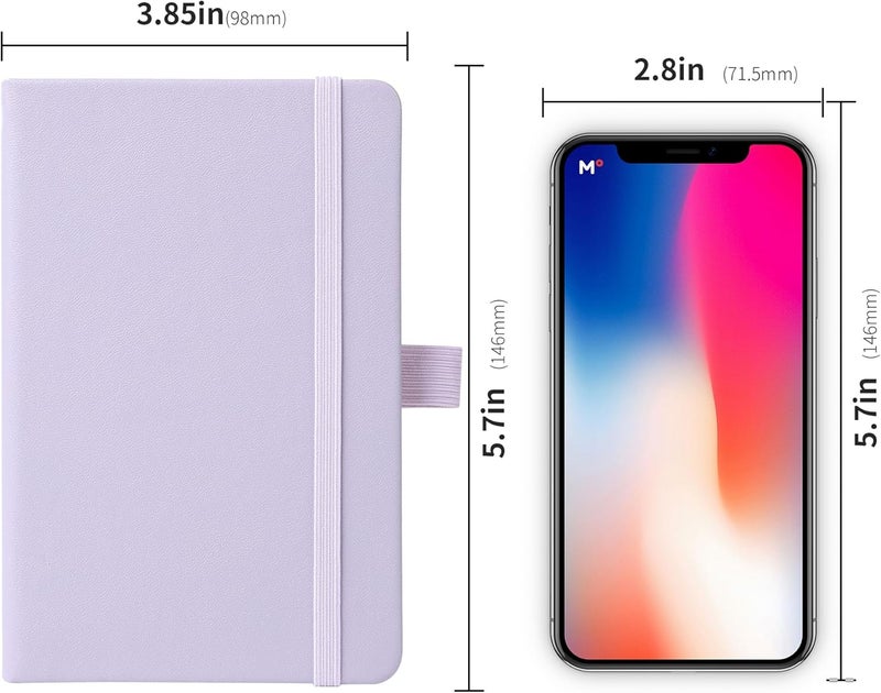 Animusphere 2Pack Pocket Notebook Small Notebook Journal Notebook 4 inches x 5.7 inches 200 Pages Leather Cover With Pen Holder Page Marker Ribbons (Purple) - Image 5